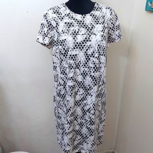 Maggy London Dress Black White Print. A-Line. Size 14